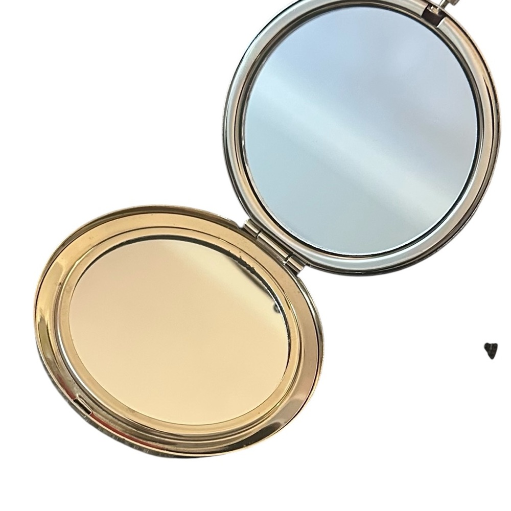 Coach Silver & Pink Compact Mirror With Signature C Pattern 2.5" Diameter - Picture 4 of 7